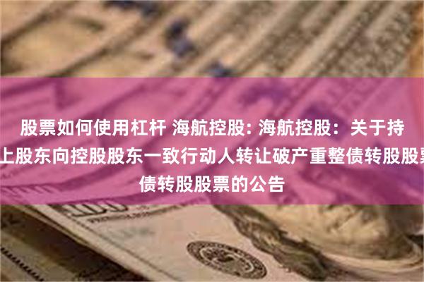 股票如何使用杠杆 海航控股: 海航控股：关于持股5%以上股东向控股股东一致行动人转让破产重整债转股股票的公告